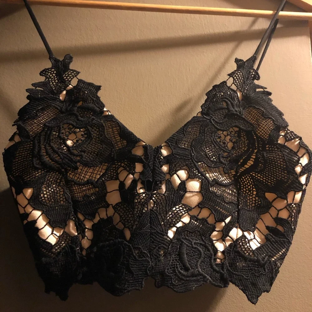 Designer Rime Arodaky crop top from Shopbop.  Black with Beige lining (XS) NWOT - Picture 7 of 7